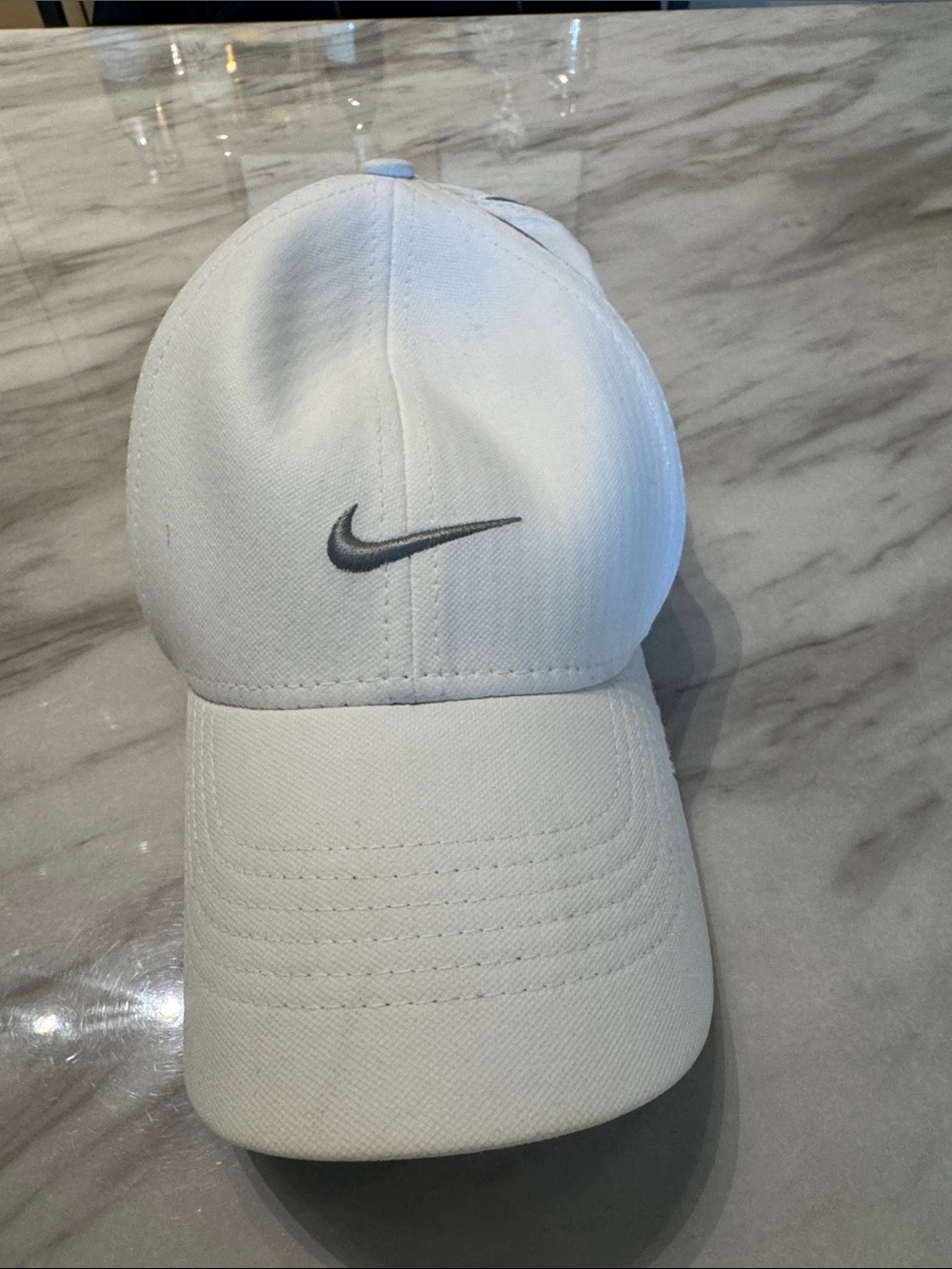 Nike White Baseball Cap with Gray Swoosh